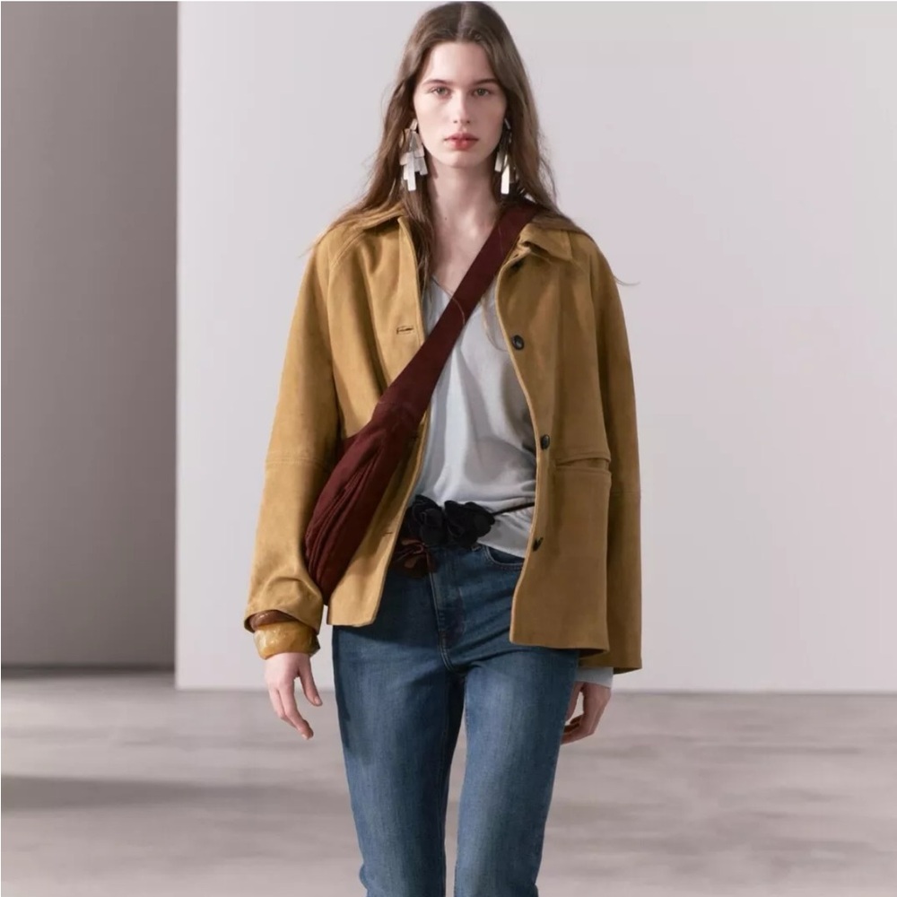 Zara suede leather jacket ZW collection